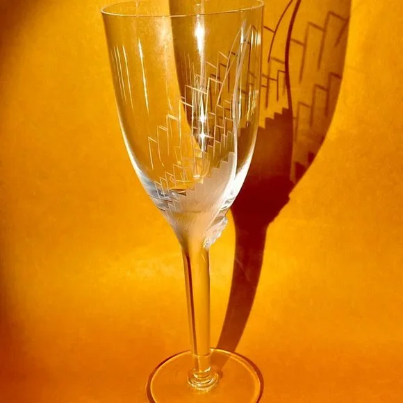 LALIQUE Smiling Angel Signed Blown Crystal Champagne Stem Flute Reims Cathedral - Picture 7 of 11